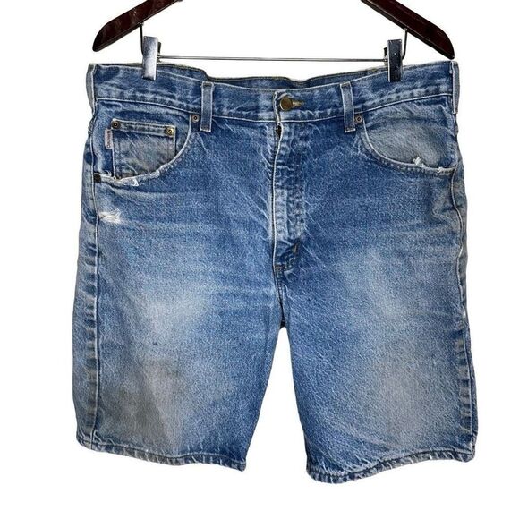 VTG Carhartt Carpenter Denim Shorts Jorts Size 36 - Picture 1 of 4
